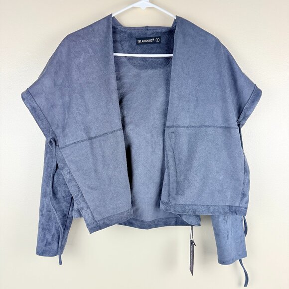 NWT BLANKNYC Women’s Faux Suede Hooded Drape Jacket Sz S Zip Pocket - Picture 1 of 8